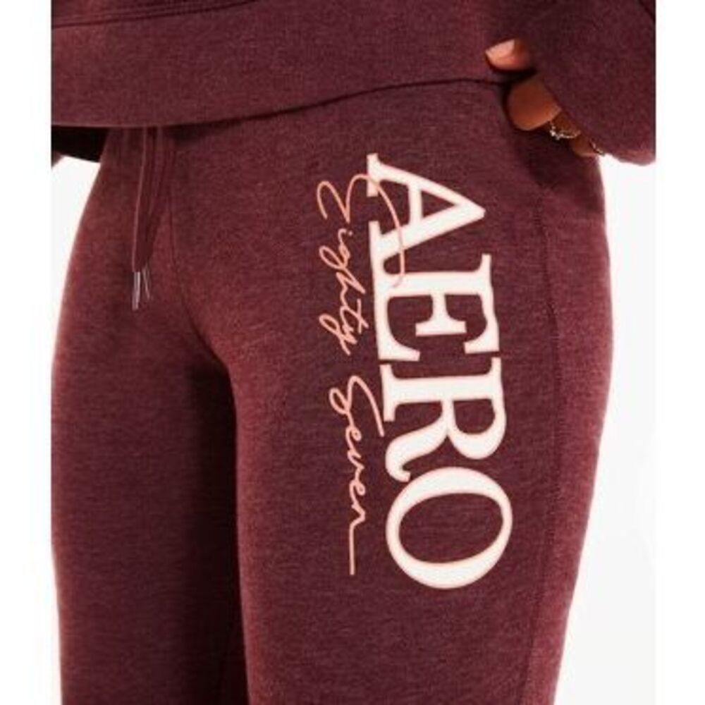 Aeropostale Womens Burgundy Aero Eighty Seven Sweatpants Joggers Size Small